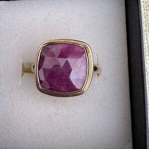 Natural raw 5 carat ruby set in 14k gold Designer!